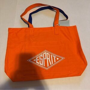 ESPRIT 90's Style Orange & Blue Canvas Logo Tote Authentic NWT
